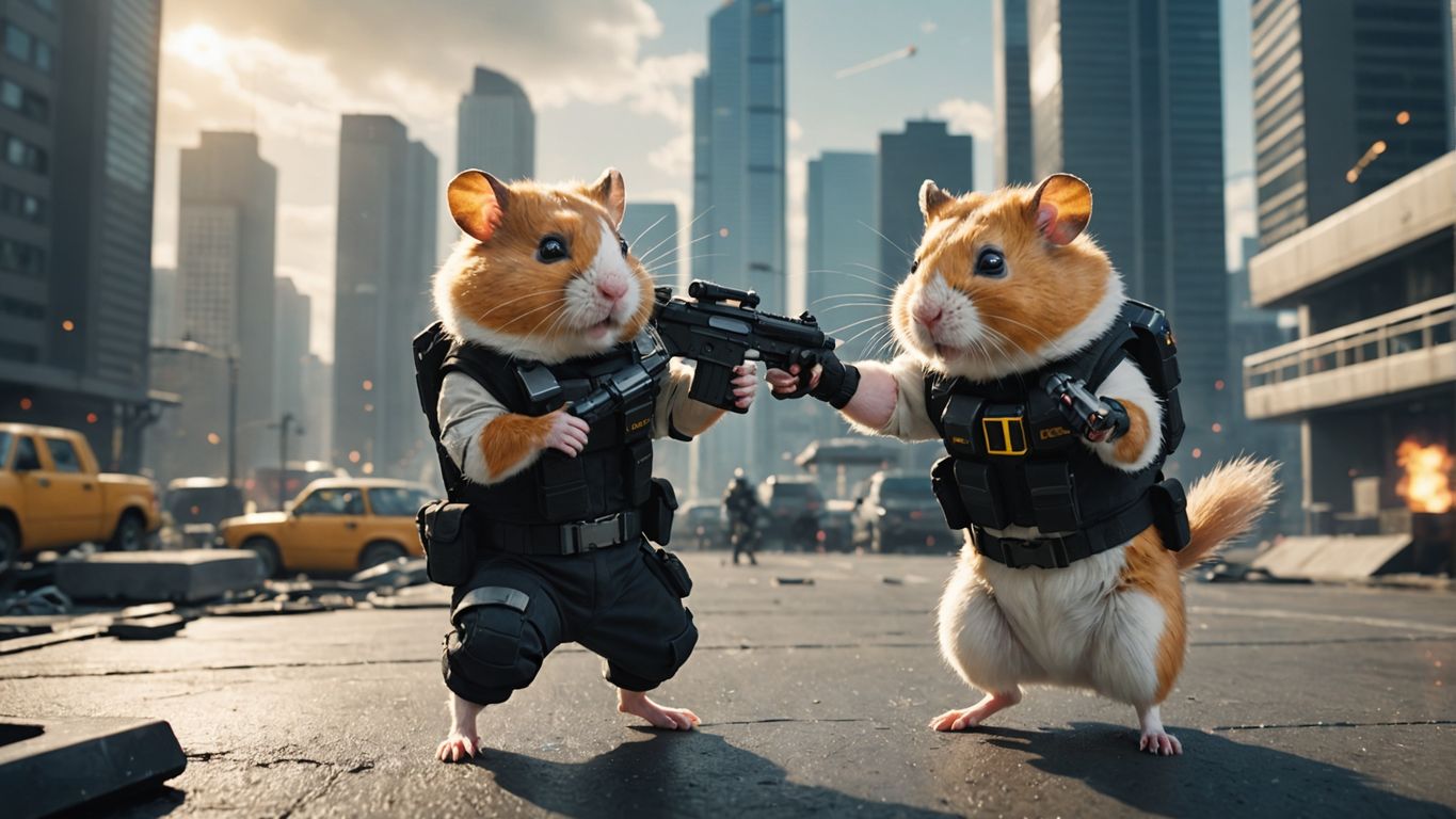 Hamsters in combat gear fighting